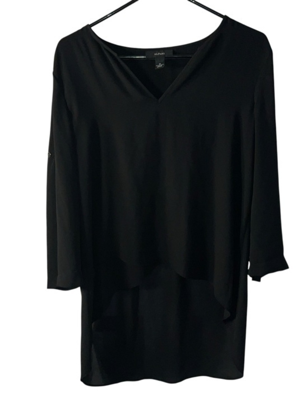 Alfani Black V-Neck Layered Top